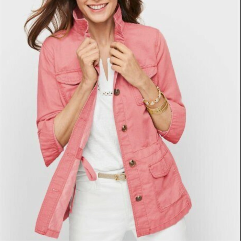 NWT Talbots Strawberry Pink Linen Blend Casual Jacket